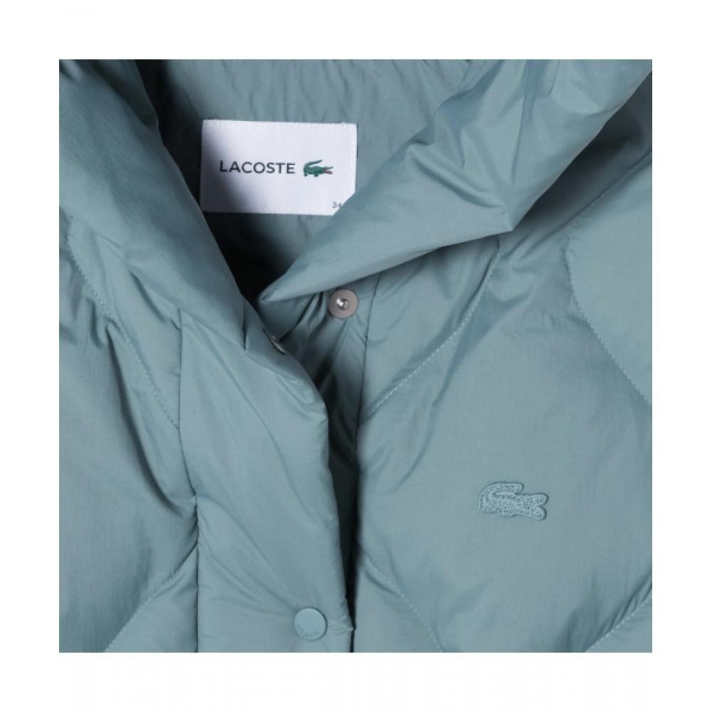 LacoSte Women S Hooded Quilted Down veSt [turquoiSe]