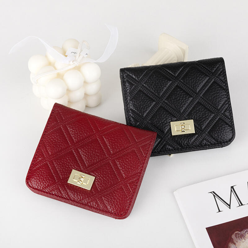 Gestepptes Mini-Portemonnaie aus Rindsleder ac-9339c