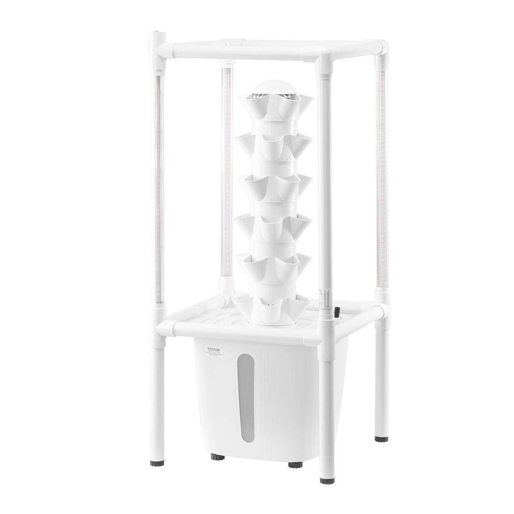 Hydroponic Growing System with Grow Light, 30 Pods Vertical 6 Tiers Hydroponic Tower, Home Hydronic Garden with Water Pump, Plants Germination Kit for
