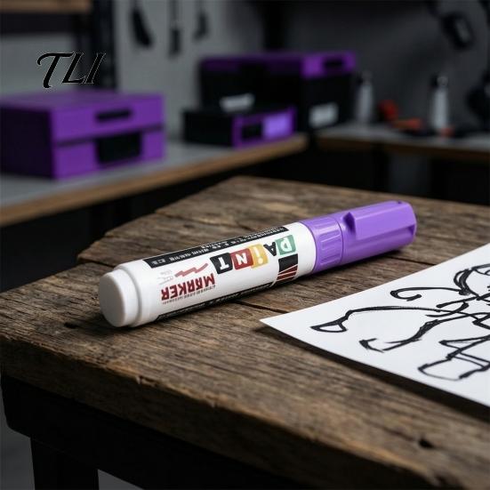 Plastic Surface Paint Pens 12 Colors Flat Tip Marker, Oil Based Broad Pen for Metal Tire Steel Glass Leather, Waterproof Quick Dry Touch Up