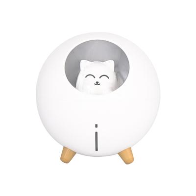 Liebevoller Haustier-Luftbefeuchter 220 ml Planet Katze Ultraschall Kühle Nebel Aroma Luft Öl Diffusor Romantische Farbe LED-Lampe(Weiß)