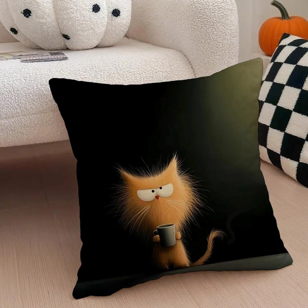 Fashion cute lovely funny black cats Cushion Cover Throw Pillow Cover Hidden Button Durable Polyester Chair Cushion
