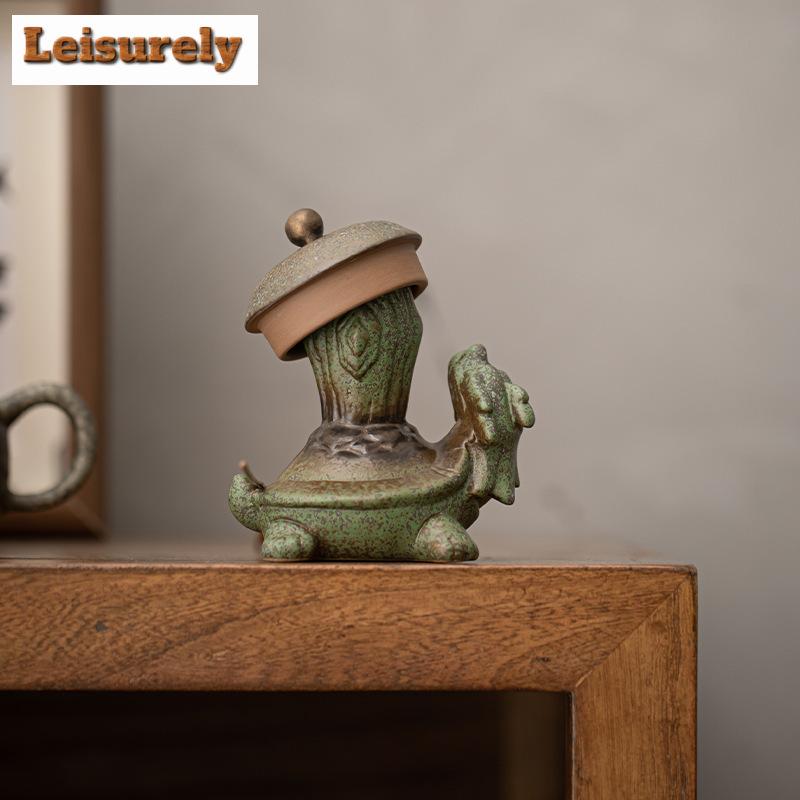 Creative Xuanwu Dargon Tortoise Teapot Cover Holder Kiln Change Cyan Cover Frame Zisha Pot Lid Shelf for Tea Pet Play Ornaments