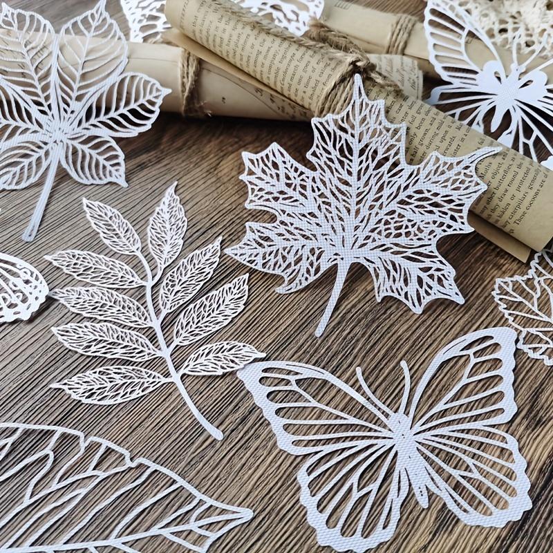 1pc of 10 Vintage Hollow Butterfly Plant White Texture Material Paper Handbooks Decorations