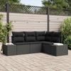 Garden Sofa Set 4 Pcs Black Poly Rattan