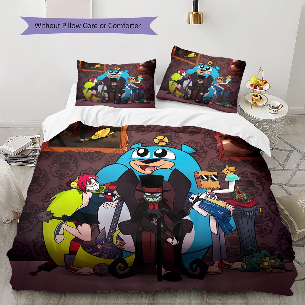 Black Hat Pattern Bedding Quilt Set Home Decoration Gift (1 * duvet cover + 2 * pillowcase without core)