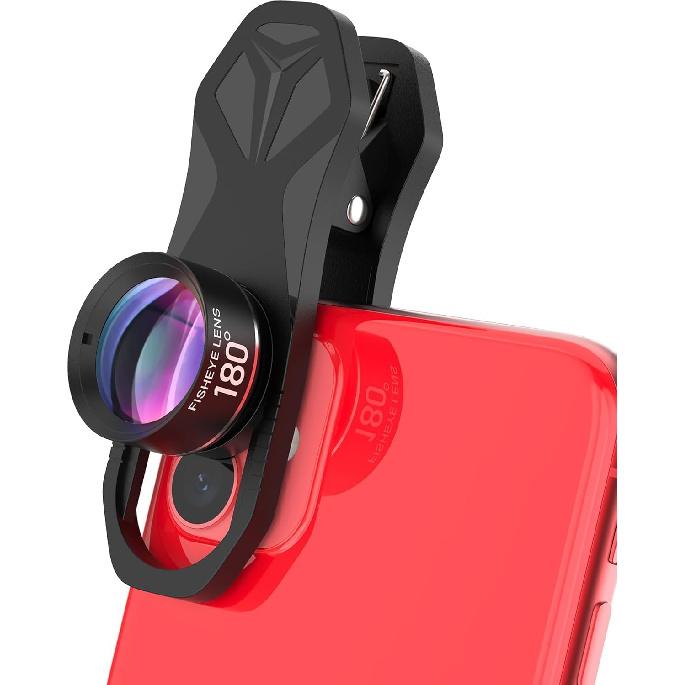 180° fisheye Lens for iPhone Samsung Google Android Smartphone,with Clip,Cell Phone Lens,anamorphic Lens,Funny Pictures