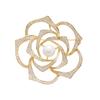 Retro camellia pearl brooch trendy light luxury high-end femininity elegant pin exquisite suit corsage accessories