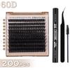 European-American D-Curl Cluster False Eyelashes: 10-18mm Natural, Dense, DIY Segments