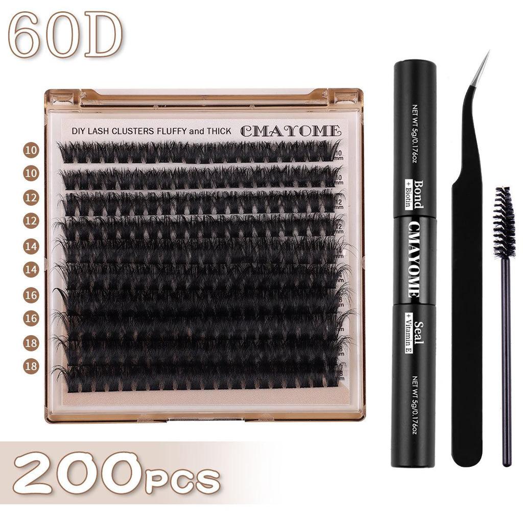 European-American D-Curl Cluster False Eyelashes: 10-18mm Natural, Dense, DIY Segments