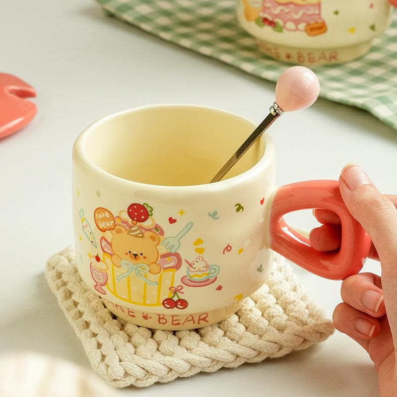 Creative Gifts Birthday Cake Ceramic Cup Children's Student Holiday Gift Cute Mug Household Teacup Water Cup
