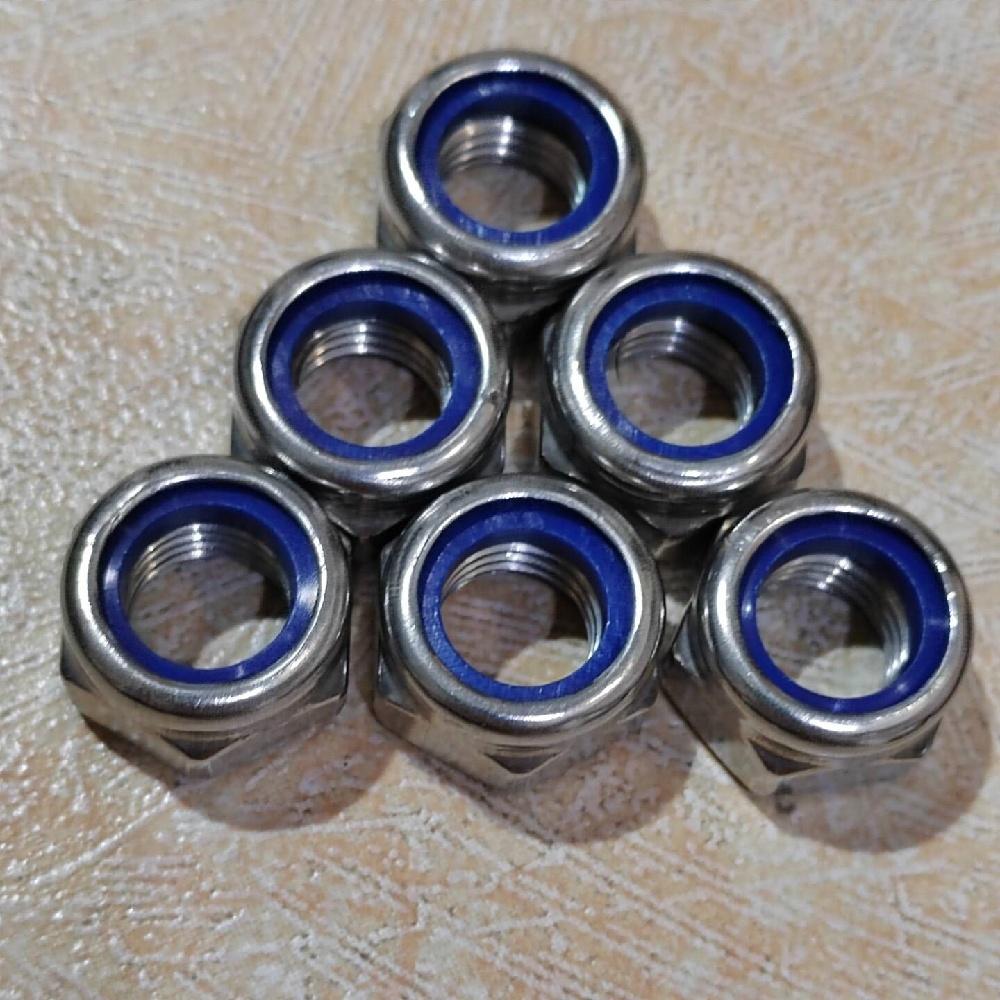 10Pcs 304 Stainless Steel Nylon Insert Lock Nuts, Metric Hex Self Locking Anti-Vibration Nuts For Furniture Machinery Repair Hardware