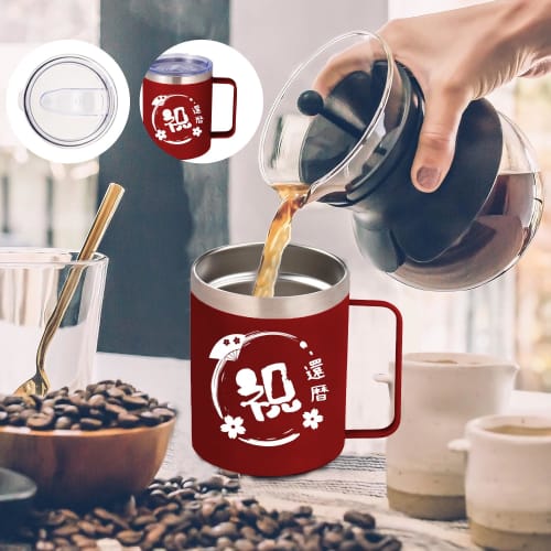 FILLING LUCK Stainless Steel Vacuum Insulated Coffee Mug with Handle, Lid, and Straw, Perfect for 60th Birthdays, Respect for the Aged Day, Retirement