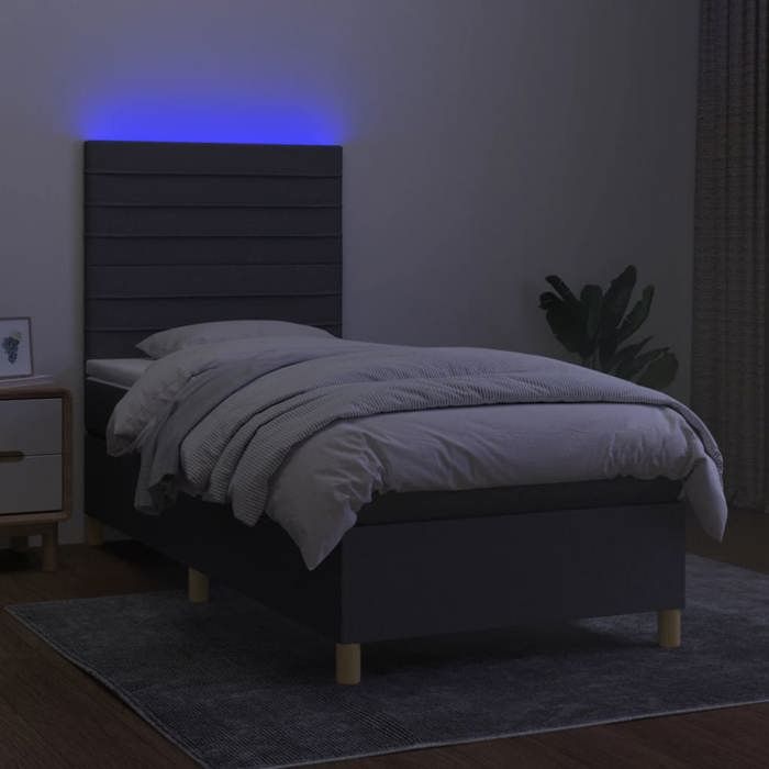 Maison Exclusive - Sommier à lattes de lit et matelas et LED Gris foncé 100x200 cm