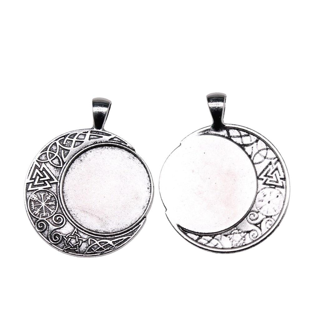 

5 шт., круглая камея с кабошоном, символ викингов, кулон, основа, компоненты ювелирных изделий, аксессуары, античное серебро, цвет цинкового сплава, 25 мм