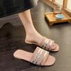 Mode 2024 femmes pantoufles nouveau métal rayé été chaussures plates mode sans lacet diapositives extérieur femme décontracté femmes sandales grande taille 43