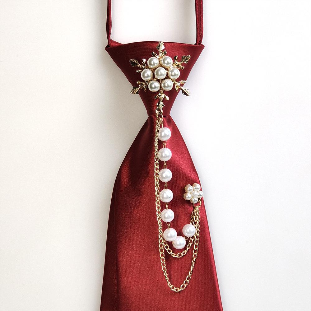 Unisex Pearl Tassel No-Knot Bow Tie Shirt - Casual Fashion Trend