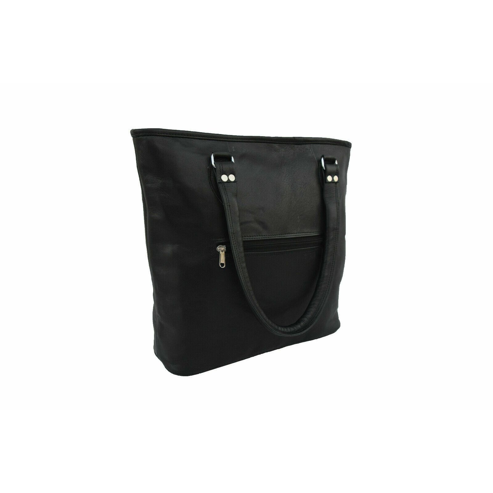 Женская винтажная черная кожаная сумка через плечо ручной работы — фото 5