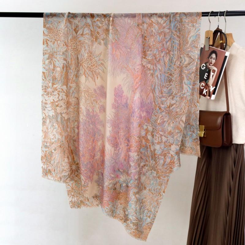 Unisex Wool Scarf 100% Floral Print Soft Warm Winter Shawl