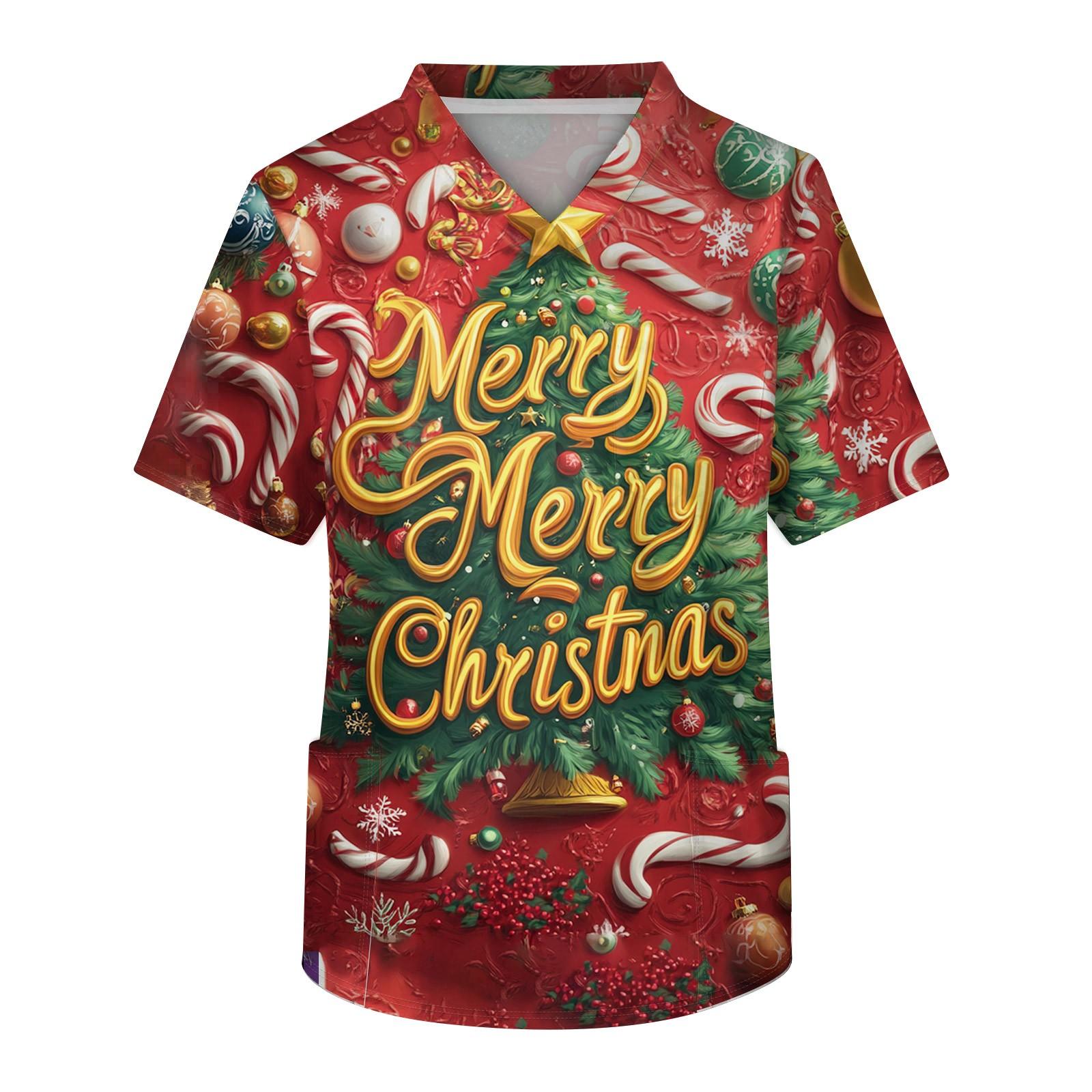 

Мужской топ с коротким рукавом, V-образным вырезом, рождественским принтом и нагрудным карманом XXXXXL красный