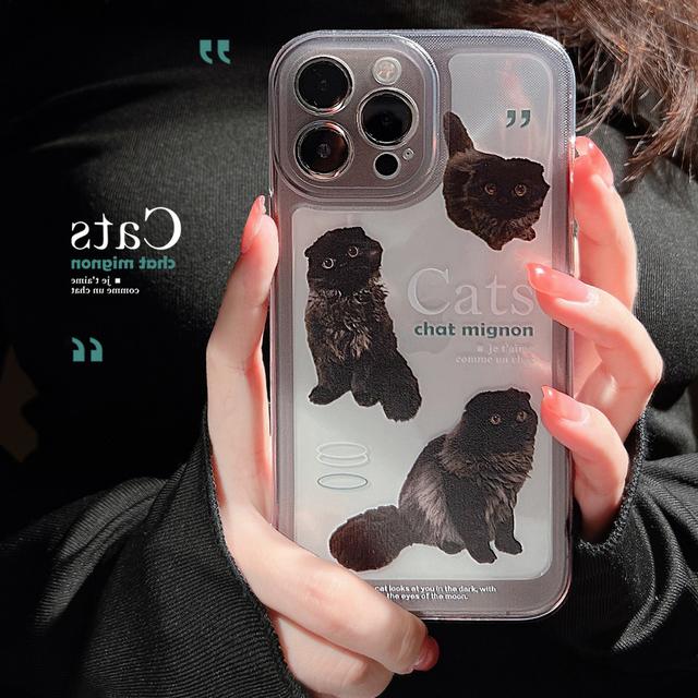

Кошки Семейный мультфильм милый кот прекрасный рельефный силиконовый мягкий прозрачный чехол для телефона для Iphone X Xsmax Xr 8 7 Plus 12 Mini 11 13 14 Pro Max for iphone 11