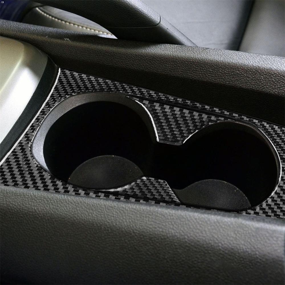 Carbon Fiber Front Water Cup Holder Decoration Trim For Chevrolet Camaro 2010-2015