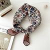 55cm Girls Cotton Linen Spring Square Scarf for Women Chic Headband Fashion Decorative Hairband Floral Neck Scarf
