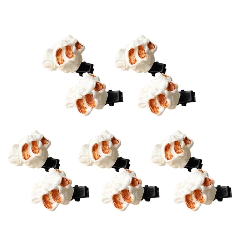 

10pcs Cute Popcorns Shaped Hair Clip For Kids And Women Resin Plastic Hair Accessories For Daily Use Parties