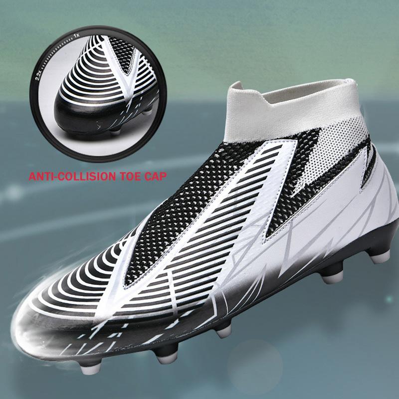 2025 Slip On Style Adult Soccer Shoes Long Spike Kid Outdoor Football Sneakers Big Size 47 46 High Ankle Cleats Training Shoes