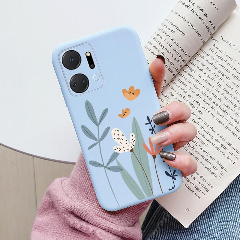 Case For Honor X7a 6.75 inch Cute Heart Flower Back Cover Soft Silicone Matte Protective Funda For Honor X7b X7c X7d X8b X8c TPU