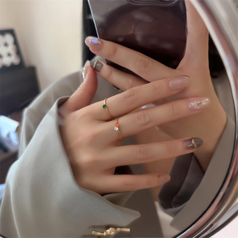 Elegant Thin 18K Gold Plated Ring with Shiny Diamond Design