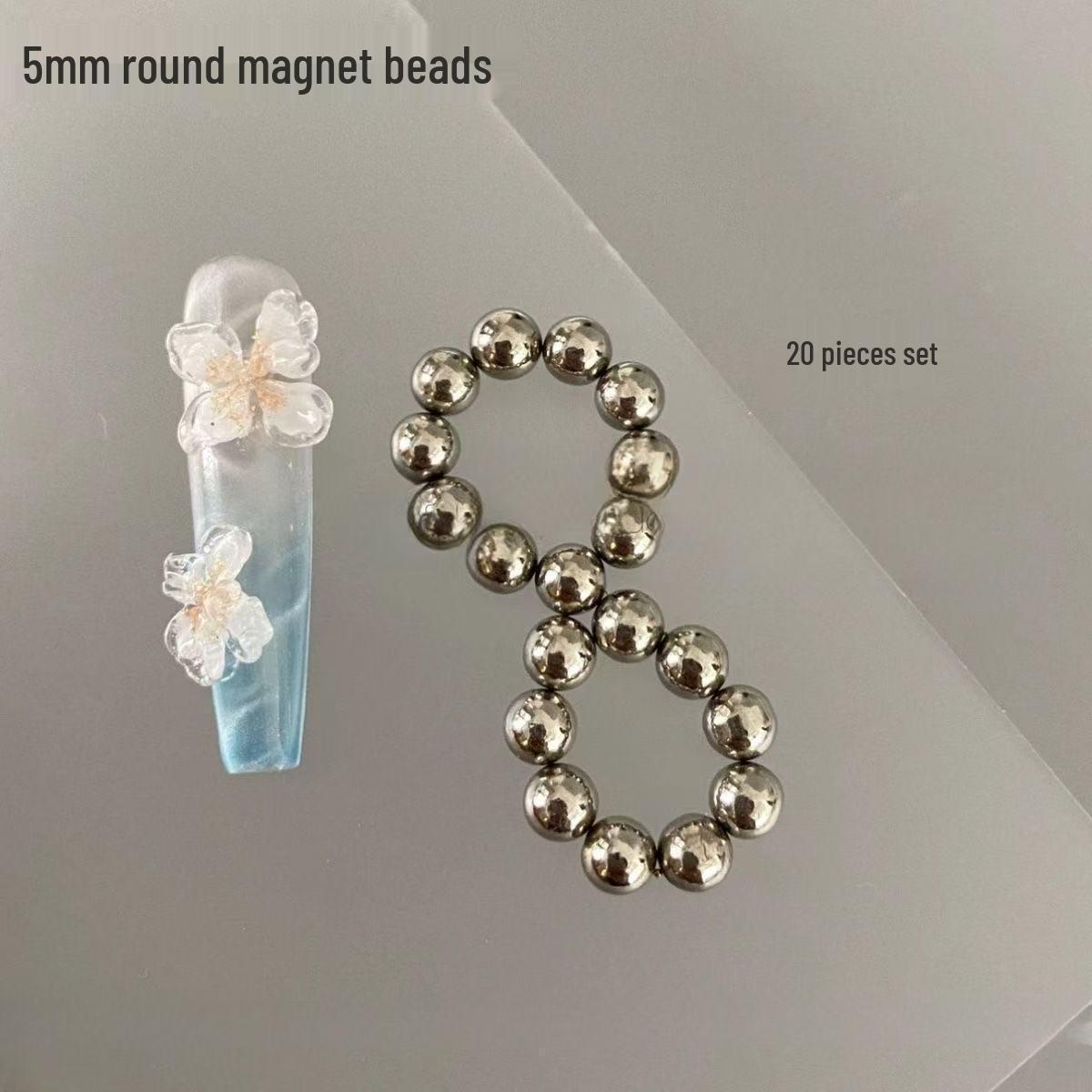 

20-Piece Cat Eye Nail Art Magnet Beads & Shimmering Tools Set, 5mm
