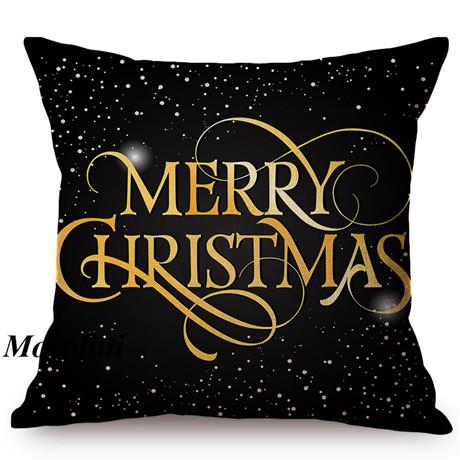 Happy Christmas Decoration Cushion Cover Cotton Linen Geometric Sofa Decorative Christmas Throw Pillow Case Cojines
