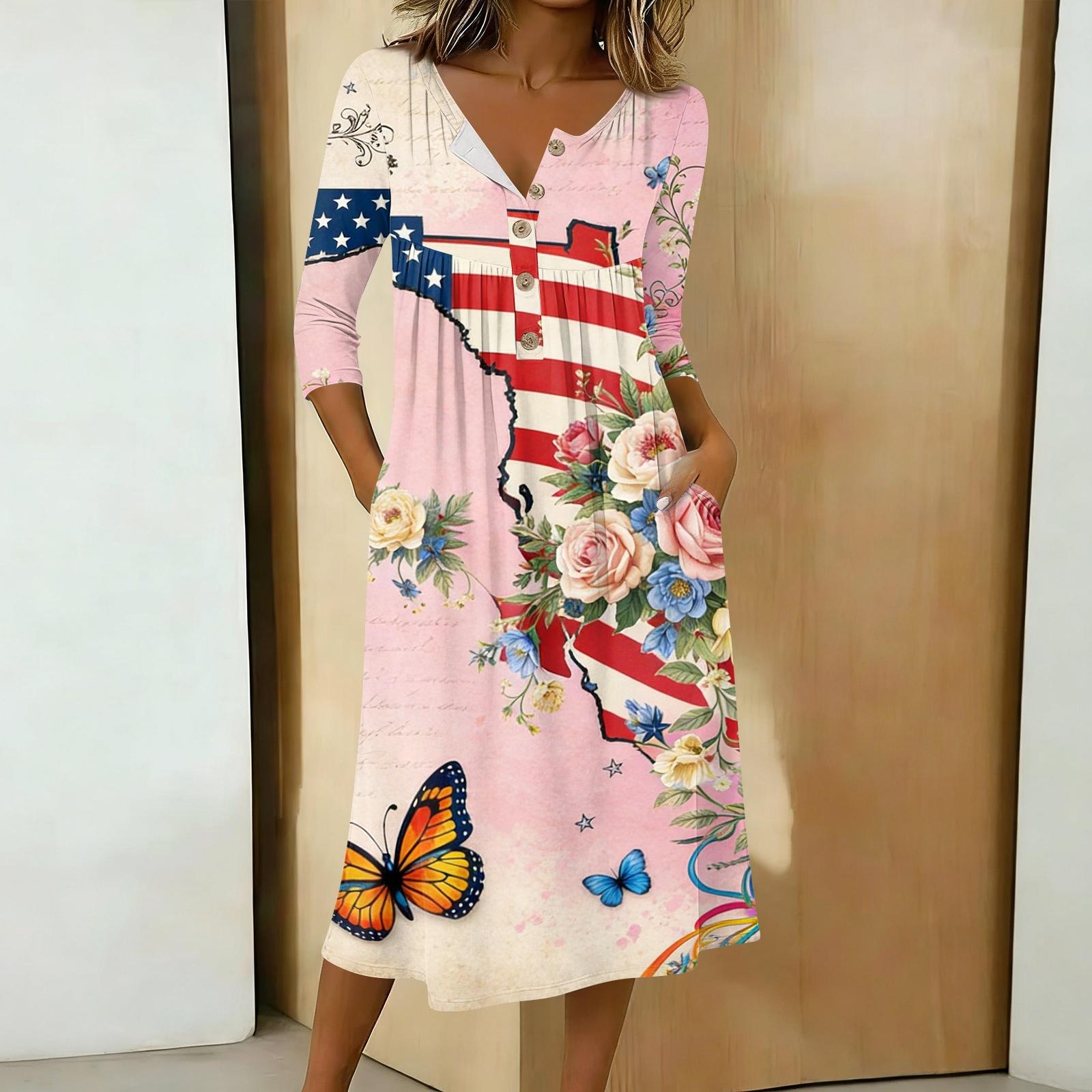 

Женское повседневное платье миди с рукавом 3/4 и застежкой на пуговицы M розовый