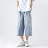 Men's American Retro Patchwork Loose Capri Denim Pants