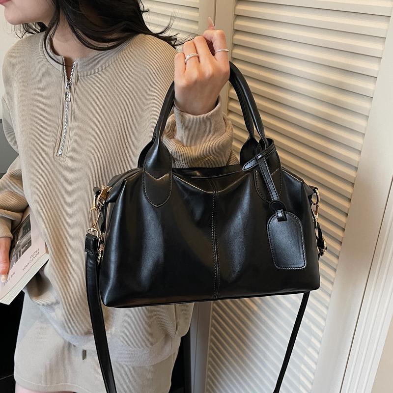 Modische Damen-Lederhandtasche Vintage Boston Boston-Tasche Umhängetasche mit abnehmbarem Riemen Geeignet für Arbeit, Einkaufen und Reisen