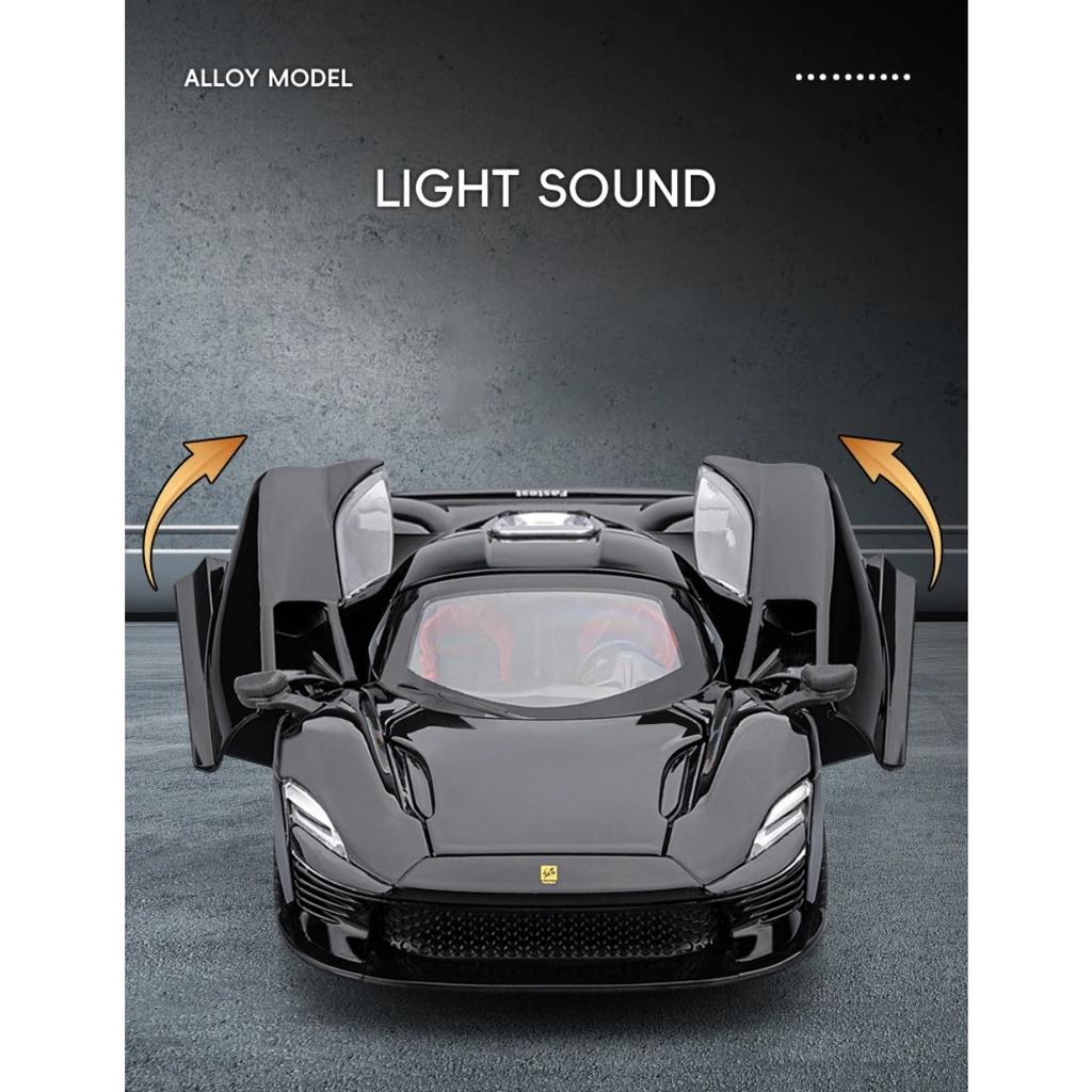 1/22 Ferrari SP3 Daytona Alloy Sports Car Model Diecasts Metal Racing Vehicles Car Model Simulation Sound Light Collection Kids Toy Gift