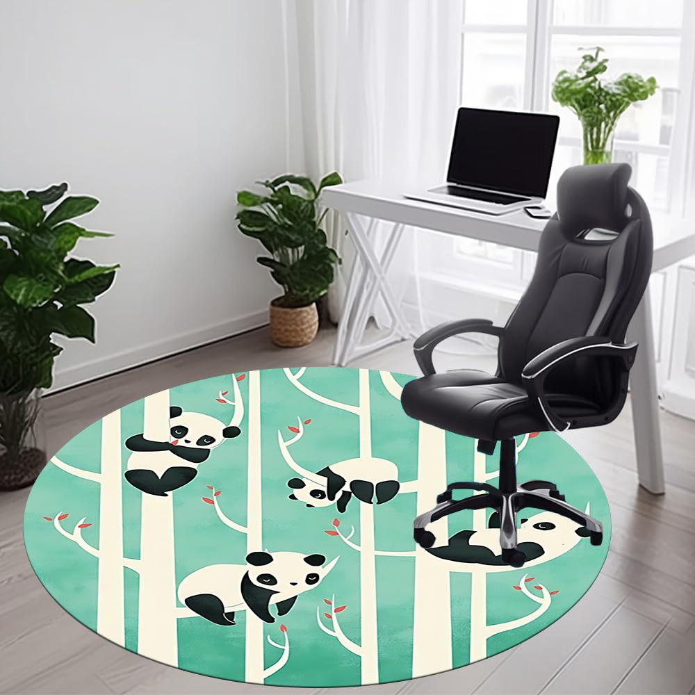 1pc Panda Forest Office Round Area Rug, Indoor Mat Suitable ForOffice, Under Office Chairs Bedroom Living Room Home Decor, D138