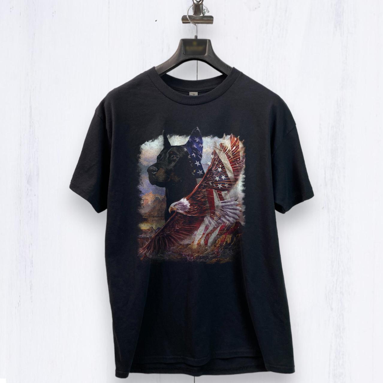HOT! Beauceron American Patriot Black Heavy Cotton T-Shirt S