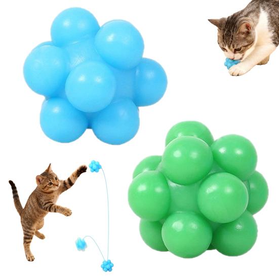 Palla Giocattolo Rimbalzante per Gatti con Rimbalzo Elastico TPR Giocattolo da Masticare Multi-Angolo per Gioco Individuale e Dentizione Giocattolo Auto-Divertente per Gattini Gatti Adulti
