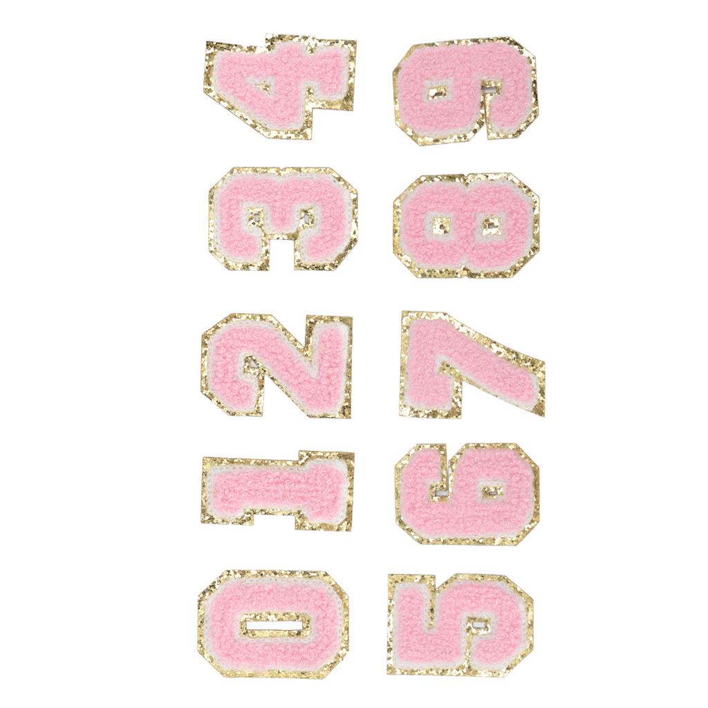 10Pcs Pink Number Patches 0 To 9 Number Exquisite Pink Easy Ironing Widely Used Iron On Patches for Jacket Shirt Shoes