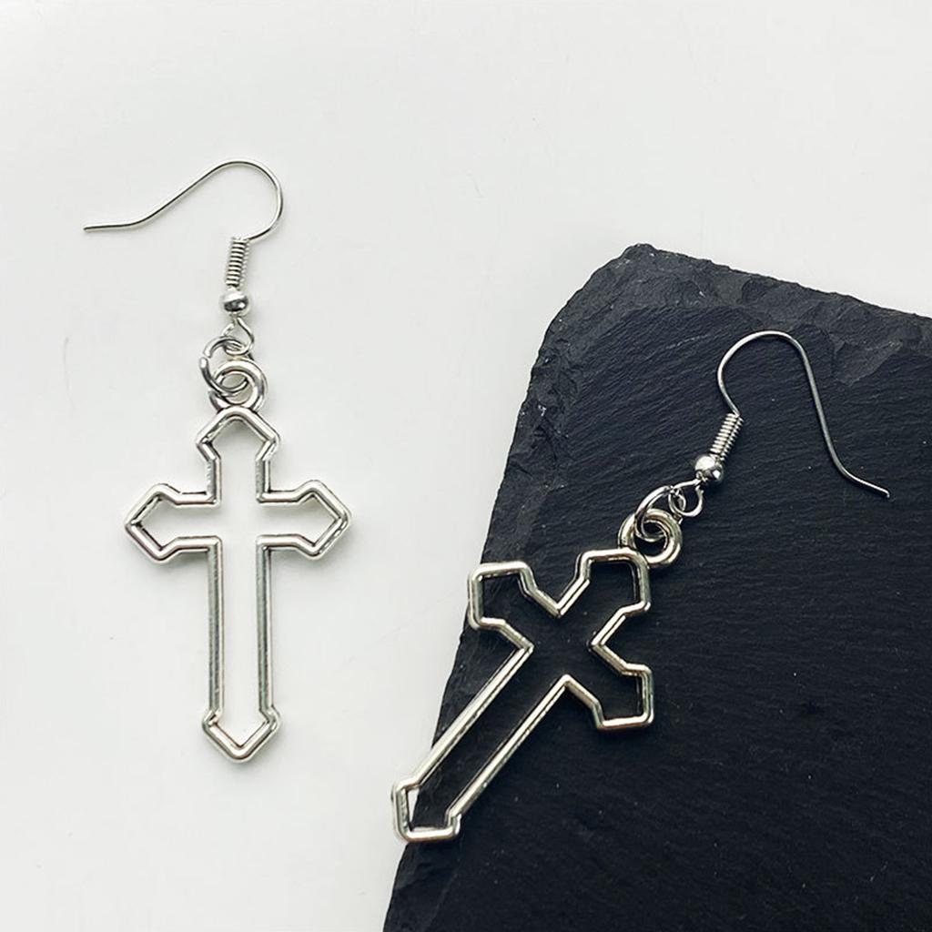 Hollow Cross Dangle Earrings Jewelry Fashion Long Drop Earrings for Women Men