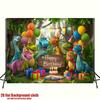 Cute Dinosaur Happy Birthday Backdrop Kids Jungle Theme Party Photography Background Banner for Boys Birthday