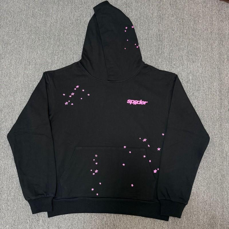 Felpa Sp5der FW23 Unisex Streetwear Pullover Felpa Con Stampa Ragnatela Vestibilità Larga Misto Cotone