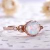 Women's Zircon S925 copper Ring Moonlight Stone Opal Ring Plated with 18k Rose Gold White Opal Engagement Ring