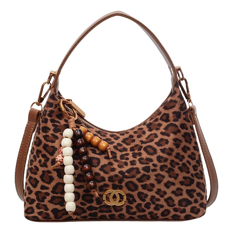 Premium sense niche bag women's autumn and winter retro 2025 new leopard print shoulder messenger bag frosted portable dumpling bag