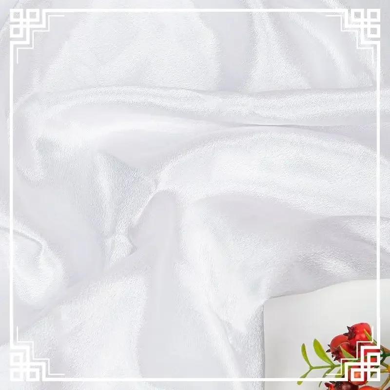 Verdickter glänzender Kristall-Satin-Stoff Schwer pro Meter für Kleidung Kleid Hanfu Dekoration DIY Nähstoff Uni Knitterarm Blau