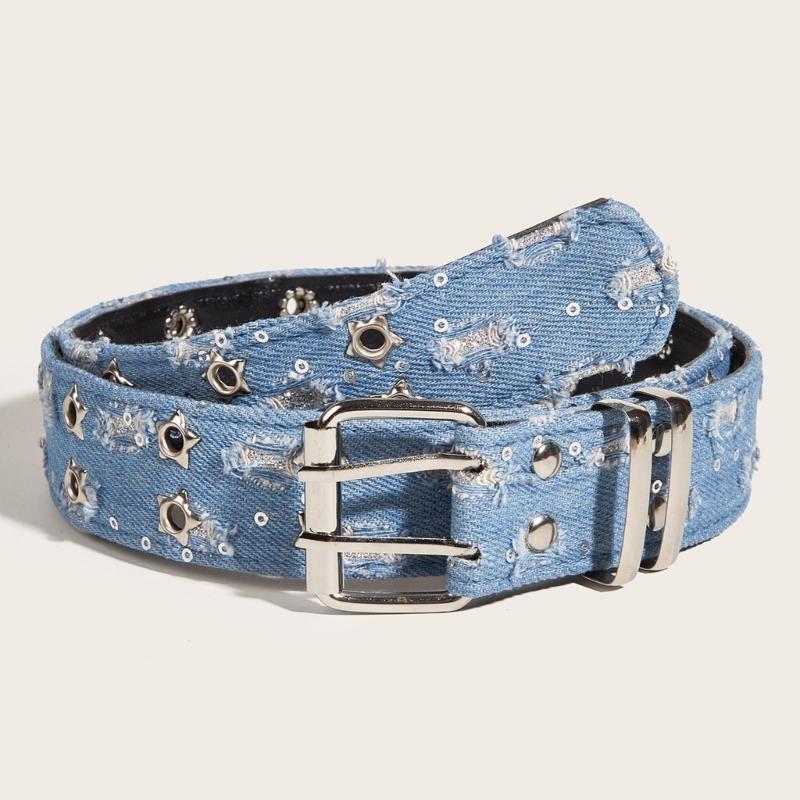 All-match Ladies Waist Belt Distressed Waist Straps Elegant Belt Washed Denim