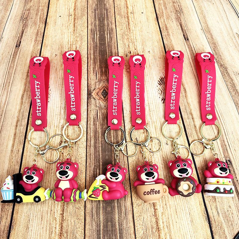 Strawberry Bear Creative Cartoon Keychain Doll Exquisite Female Couple Schoolbag Pendant Car Bag Pendant Keychain