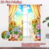 2D flat printing 2pcs Window Treatment Curtains Cute Cat Flower Balcony Digital Printed Polyester Drapes Festive Wall Decor for